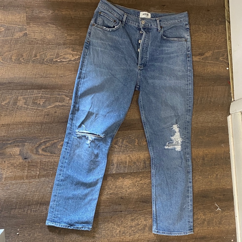 AGOLDE JEANS HIGH WAISTED RELAXED FIT SOME STRETCH LIGHT WASH TRENDING SZ 30